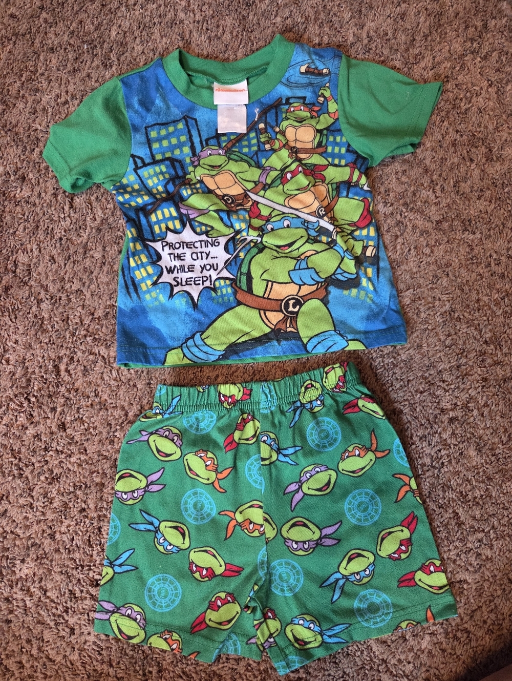 Teenage Mutant Ninja Turtles Green Boys' Pajama Set Nikelodeon Tag